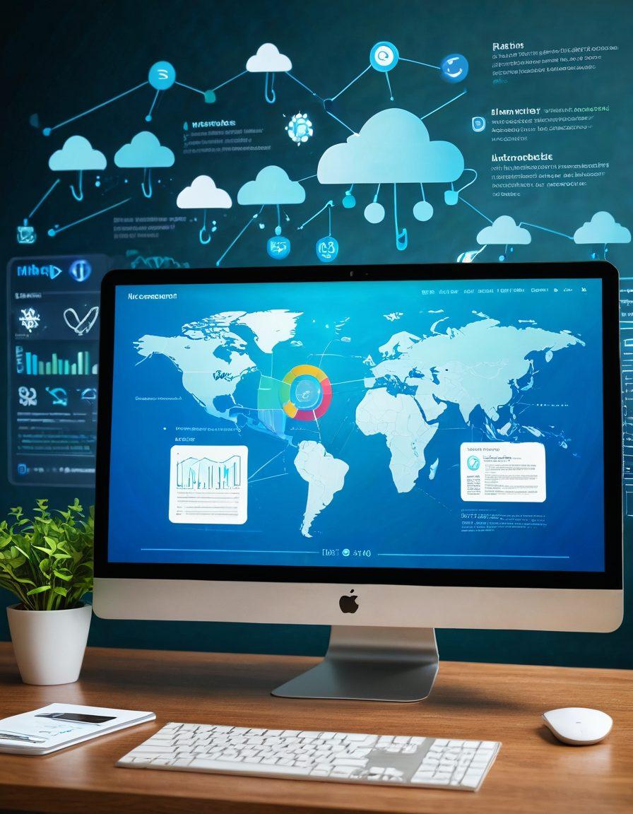 A visually striking representation of a digital landscape filled with various insurance symbols like shields, umbrellas, and checkmarks, symbolizing protection and risk management. In the background, a computer screen displays a user-friendly website interface showcasing various coverage options. Include flowing data streams and graphs illustrating risk assessment and selection processes. The overall color scheme should be calming blues and greens, evoking trust and security. super-realistic. vibrant colors. 3D.